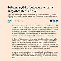 Fibria, SQM y Telecom, con los mayores deals de AL